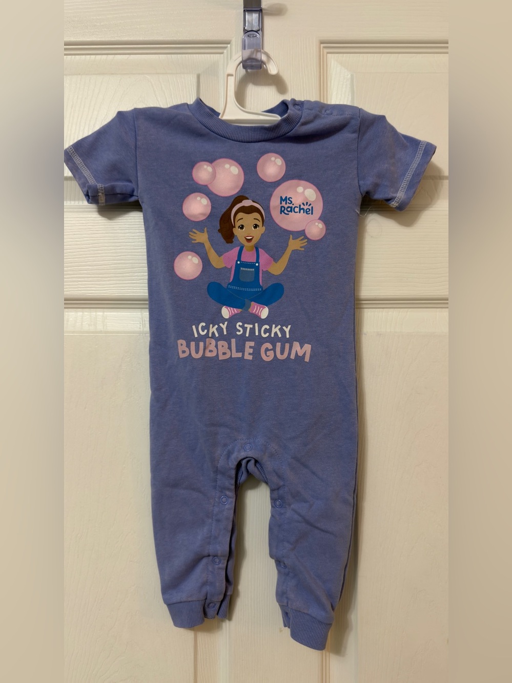 Miss Rachel Lilac Baby Romper with Playful Graphic